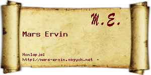 Mars Ervin névjegykártya